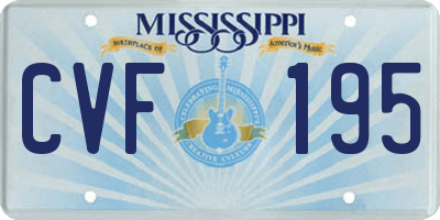 MS license plate CVF195