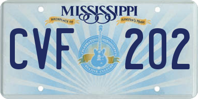 MS license plate CVF202