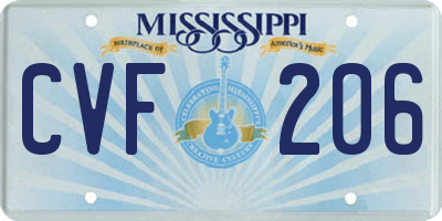 MS license plate CVF206