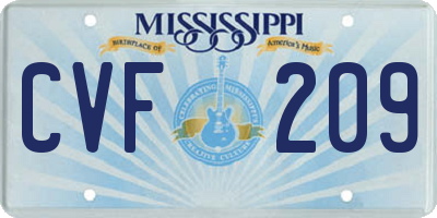 MS license plate CVF209