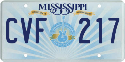 MS license plate CVF217