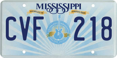 MS license plate CVF218
