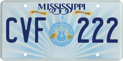 MS license plate CVF222