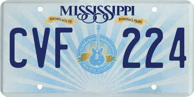 MS license plate CVF224