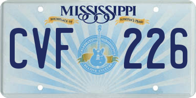 MS license plate CVF226