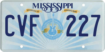 MS license plate CVF227