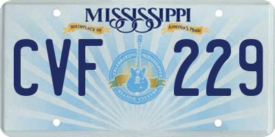 MS license plate CVF229