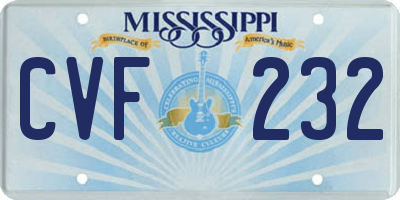MS license plate CVF232