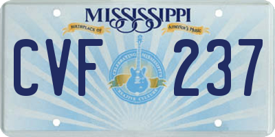 MS license plate CVF237