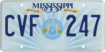 MS license plate CVF247