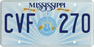 MS license plate CVF270