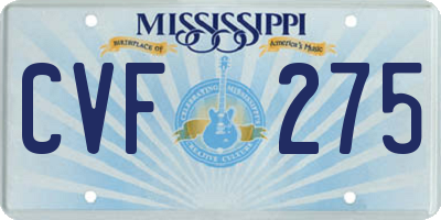 MS license plate CVF275
