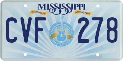 MS license plate CVF278
