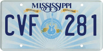 MS license plate CVF281