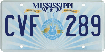 MS license plate CVF289