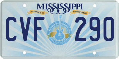 MS license plate CVF290