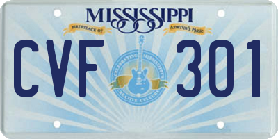 MS license plate CVF301