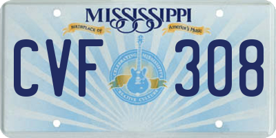 MS license plate CVF308