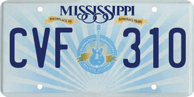 MS license plate CVF310