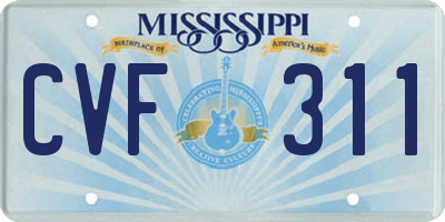 MS license plate CVF311