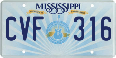 MS license plate CVF316