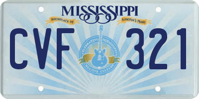 MS license plate CVF321