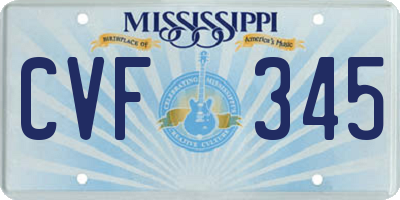 MS license plate CVF345