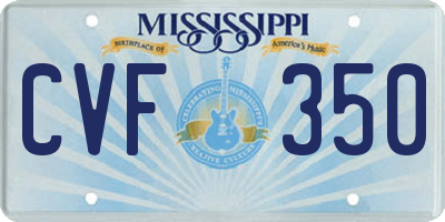 MS license plate CVF350
