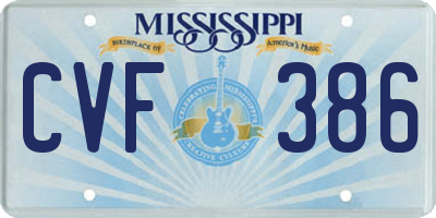 MS license plate CVF386