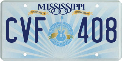MS license plate CVF408