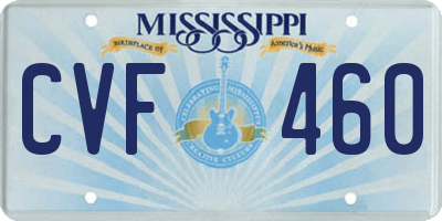 MS license plate CVF460