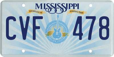 MS license plate CVF478