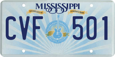 MS license plate CVF501