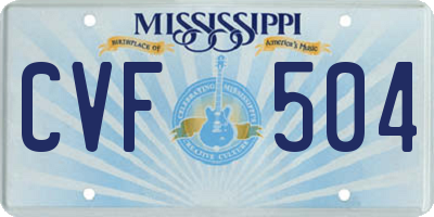 MS license plate CVF504