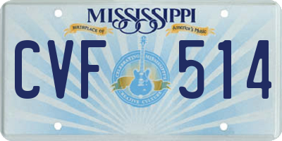 MS license plate CVF514