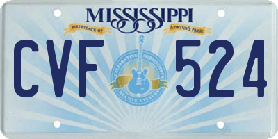 MS license plate CVF524