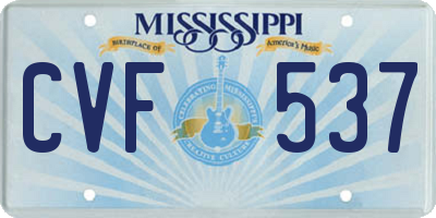 MS license plate CVF537
