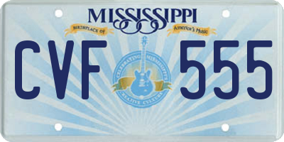 MS license plate CVF555