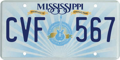 MS license plate CVF567