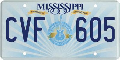 MS license plate CVF605