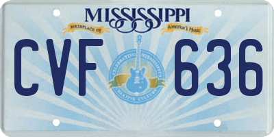MS license plate CVF636