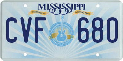 MS license plate CVF680