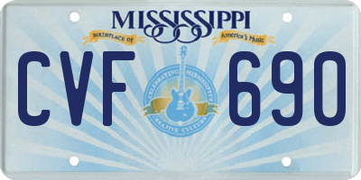MS license plate CVF690
