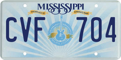 MS license plate CVF704