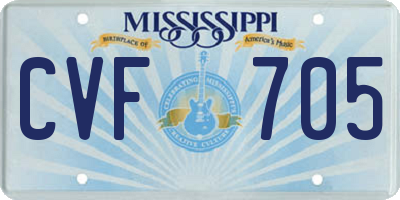 MS license plate CVF705