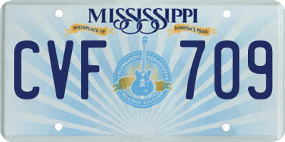 MS license plate CVF709