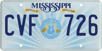 MS license plate CVF726