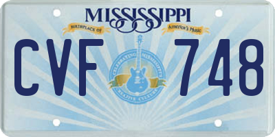 MS license plate CVF748