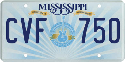 MS license plate CVF750