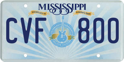 MS license plate CVF800
